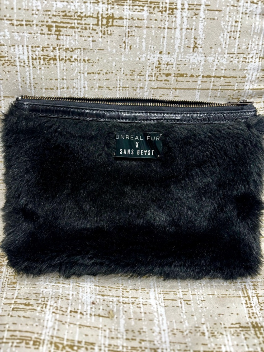 Sans Beast Cream Leather-Trim Pouch